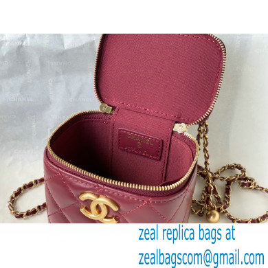 chanel Calfskin  &  Gold-Tone Metal BURGUNDY SMALL VANITY WITH CHAIN ap2292